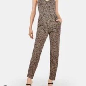 EXPRESS Strapless Leopard Print Jumpsuit - Size 0